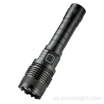 Wason 2023 Nuevo tipo poderoso Linterna recargable USB-C de aluminio de aluminio con lente plana y cabeza de loto